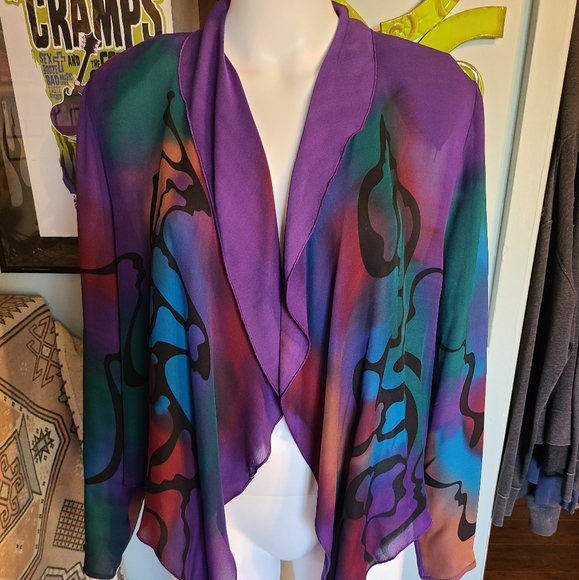 Gorgeous Wearable Art Stylized Open Front Kimono Jacket By Louise Blumberg ♥️ ✨️ - Picture 4 of 16